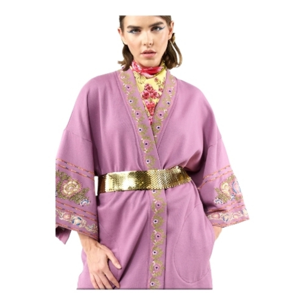 ARATTA SILENT JOURNEY Lavender Juliette Embellish French Terry Kimono Jacket